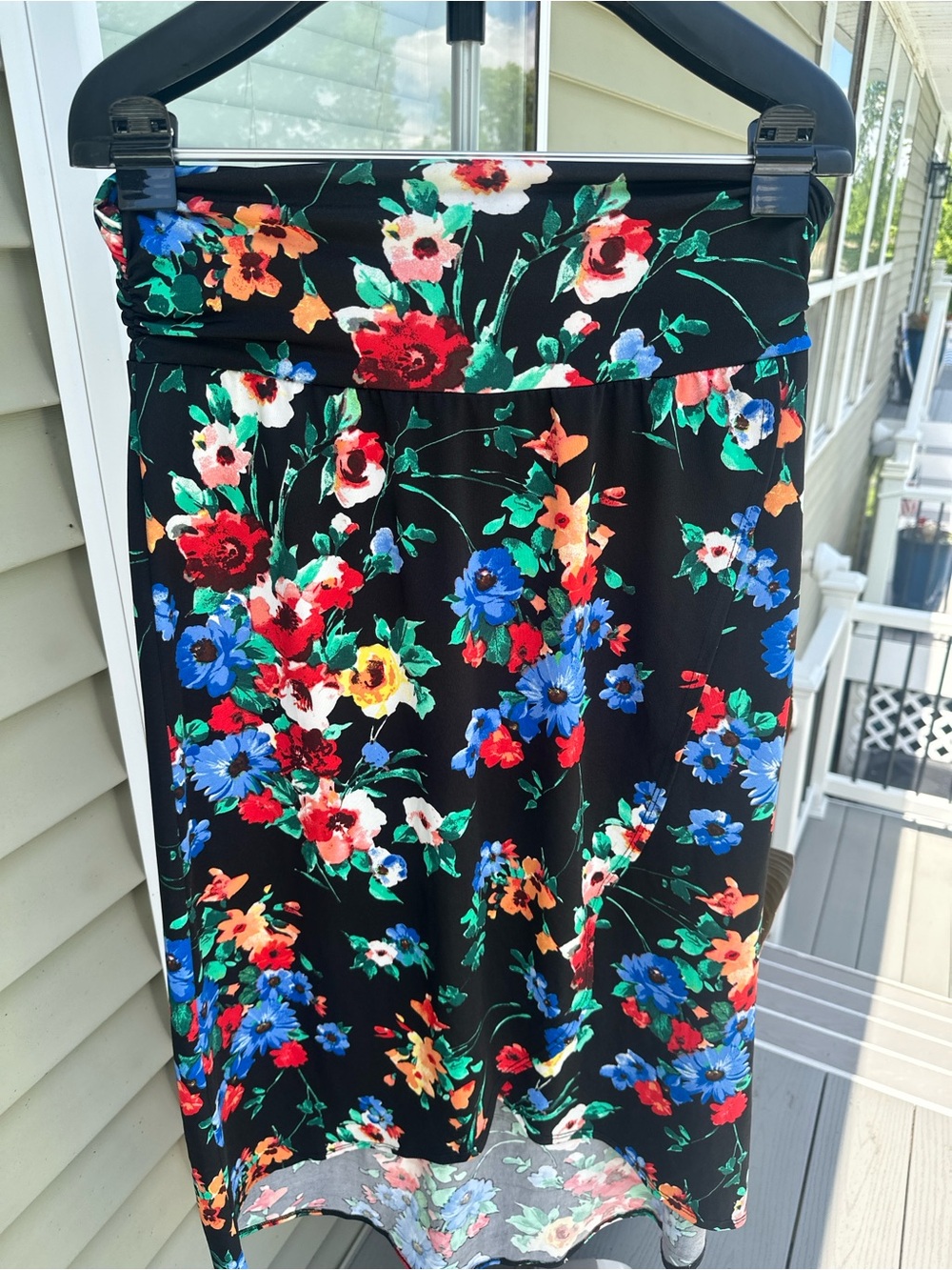 Apt. 9 Black High-Low Floral Midi Skirt with Multicolor Blooms